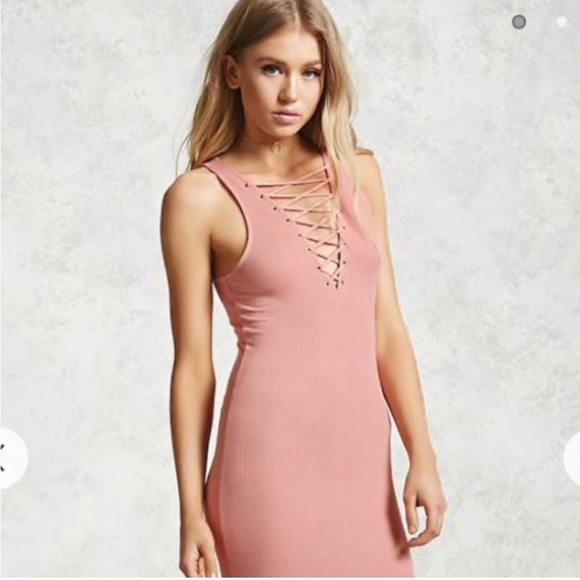 Lace up front bodycon dress - Picture 1 of 5